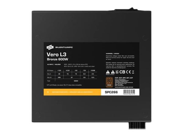SilentiumPC Vero L3 600 W 80+ Bronze Certified ATX Power Supply - Image 5